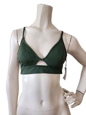 Shade & Shore Bikini Top Womens 34B Dark Green Underwire NEW
